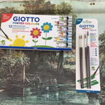 Giotto tempera paints colorful sealed with brushes new