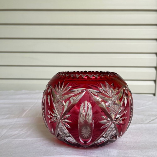 Saint-Louis crystal vase used, red antique