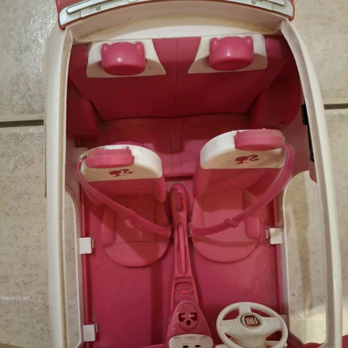 Barbie Fiat 500 Convertible used white toy car with pink interior