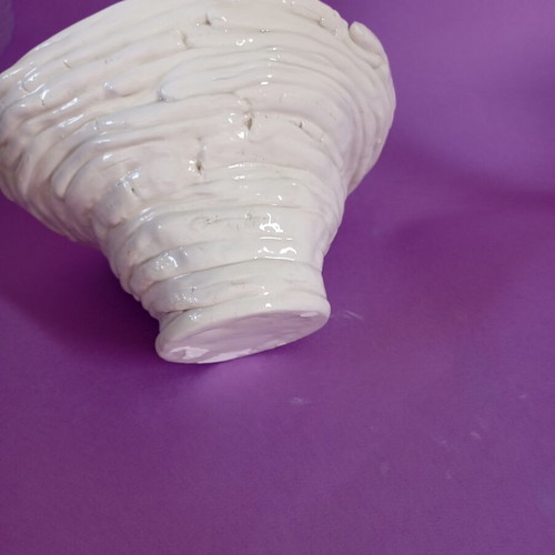 Handmade ceramic fruit bowl white glazed, like new