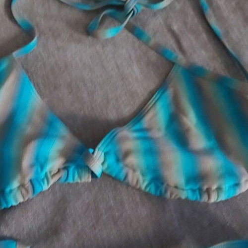 Bikini triangle used, turquoise and beige, size L