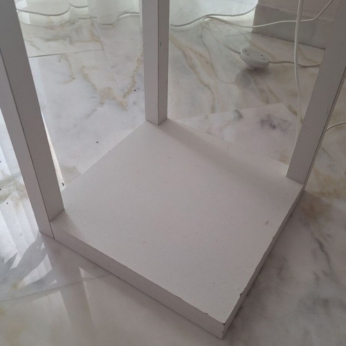 White floor lamp with side shelf 45cm x 160cm