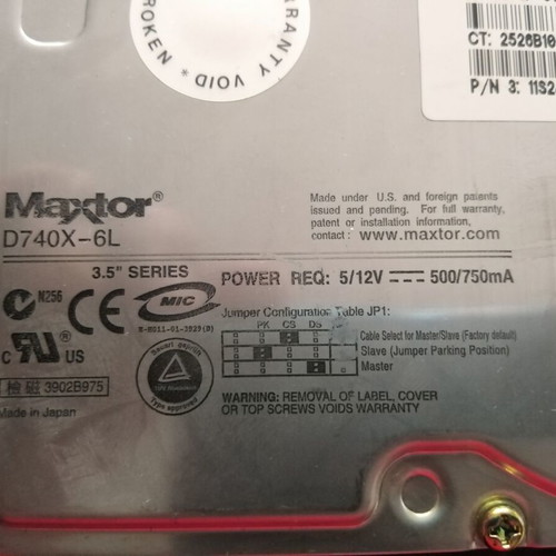 Maxtor D740X-6L 20GB 3.5" IDE HDD used