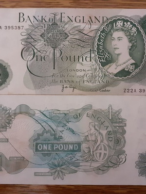 England 1 Pound Banknote 1970 used, Elizabeth II