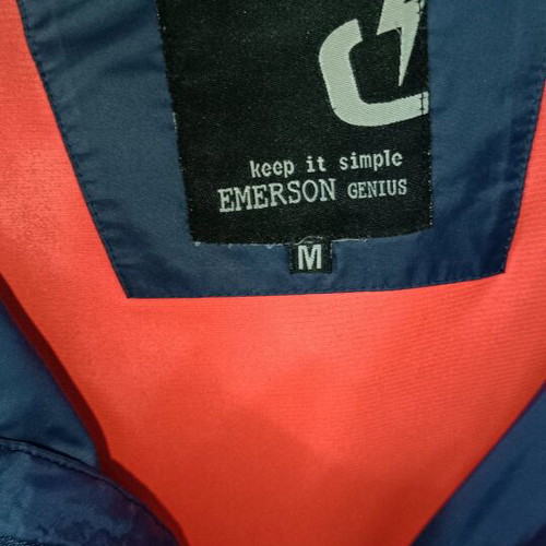 Emerson windbreaker jacket with hood used, blue and orange