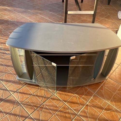 TV stand used with glass doors and rotating base