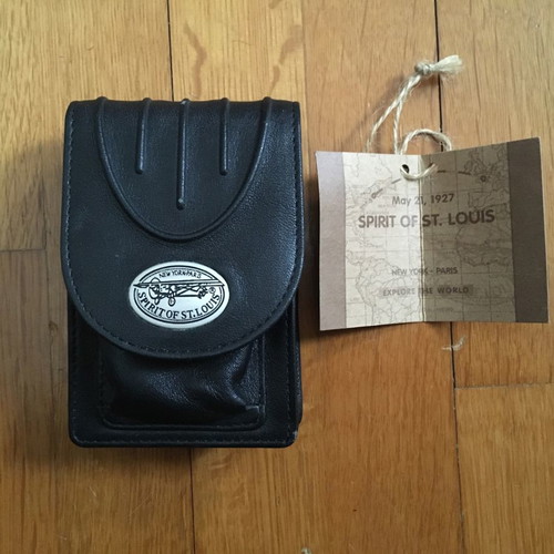 Spirit of St. Louis leather cigarette case and lighter new, black