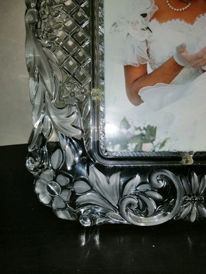 Large embossed glass frame like new
