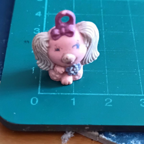 Petal Pink Puppy Charmkins figure pendant by Hasbro, 1980s vintage