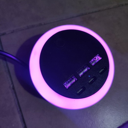 Usb Type C Charger 7-in-1 with 8-Color Ambient Light and Rotating Cable