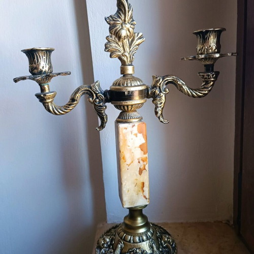 Κηροπήγιο vintage μεταχειρισμένο, ορείχαλκος και όνυχας