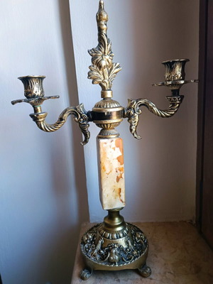 Κηροπήγιο vintage μεταχειρισμένο, ορείχαλκος και όνυχας