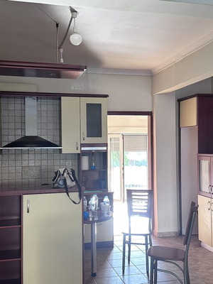 Kitchen cabinets, brown and cream, used