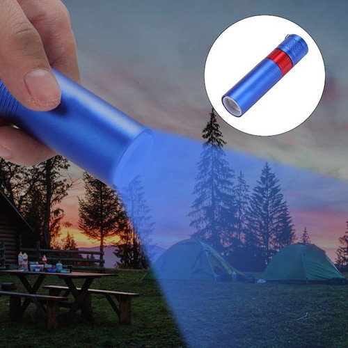 Small aluminum flashlight blue with red stripe new 95cm