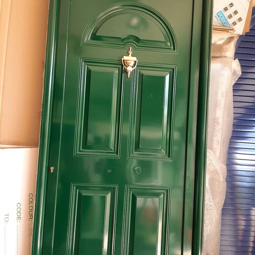Aluminum exterior door new, cypress color, 1m x 2.20m with multipoint lock