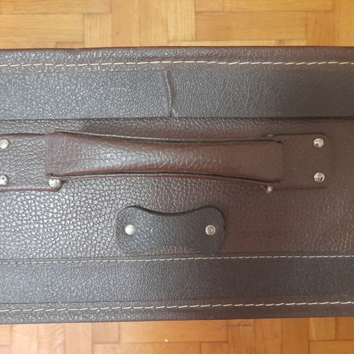 Vintage leather suitcase 1960s, brown