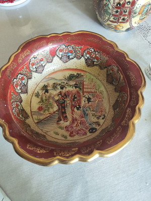 Vintage Satsuma hand-painted deep plate