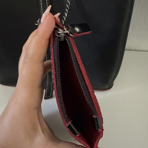 FRNC leather backpack used, black, handmade in Greece with chain wallet