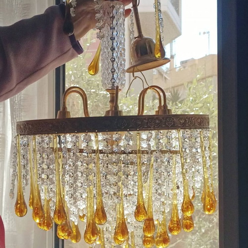 Vintage lighting set used with Murano crystals, chandeliers and wall sconces