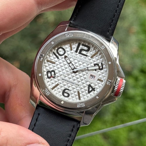 Tommy Hilfiger watch used with steel case and leather strap