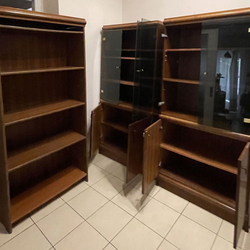 Wooden bookcases set of 3 used with glass and wooden doors