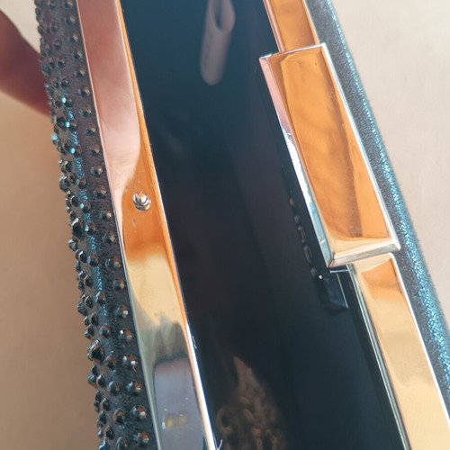 Verde clutch τσάντα καινούργιο, μαύρο με strass και σατέν