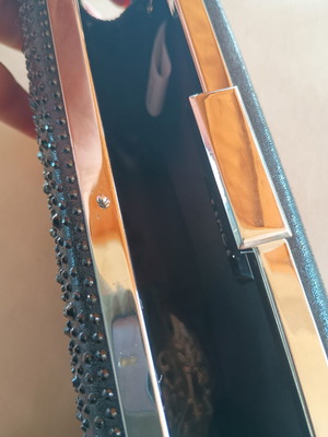 Verde clutch τσάντα καινούργιο, μαύρο με strass και σατέν