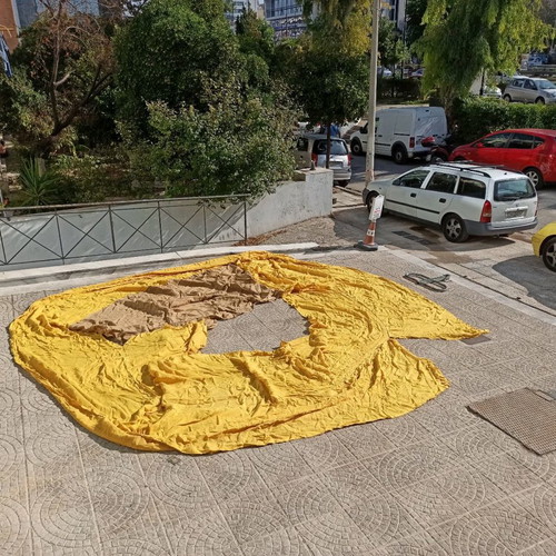 Yellow linen fabric used for decoration