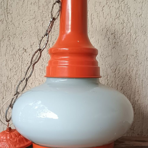 Vintage orange pendant ceiling light used