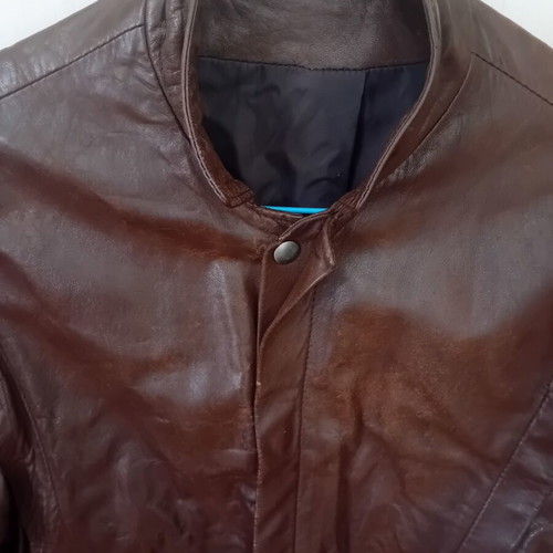 Leather jacket brown size large with metal buttons used