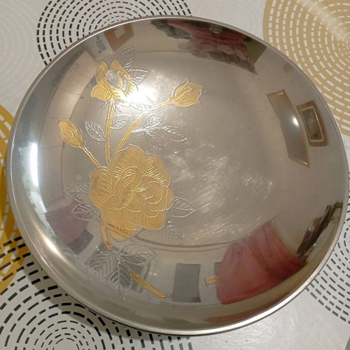 Vintage serving platter with 25K Delux gold design used