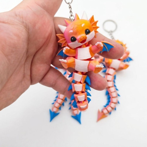 Articulated Dragon Keychain, 12cm, multicolor, custom order