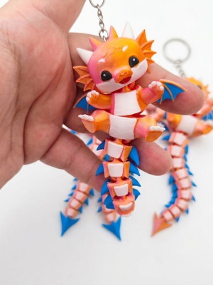 Articulated Dragon Keychain, 12cm, multicolor, custom order