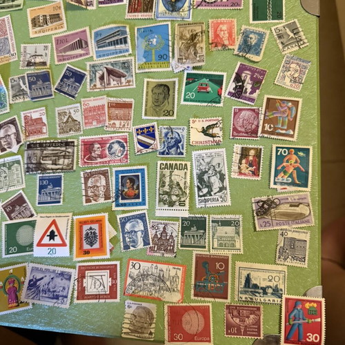 Old stamps collection used, 600–700 pieces from Greece and worldwide