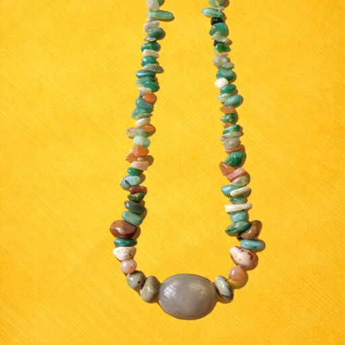 Designer necklace in boho style custom made with semi-precious stones