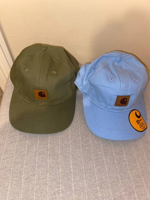 Carhartt Wip hats olive green and light blue like new
