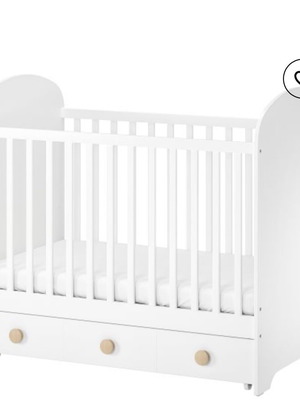 Βρεφική κούνια Ikea GONATT σαν καινούργιο με συρτάρι 70x140 cm