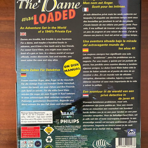 The Dame Was Loaded PC game like new, English release complete in box