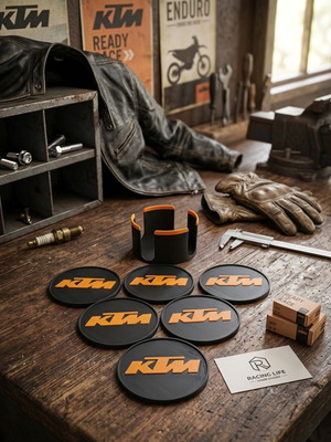 KTM 3D Printed Set of 6 Coasters with Base New