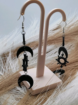 Σετ σκουλαρίκια Solar 3D εκτυπωμένα, καινούργιο, μαύρο