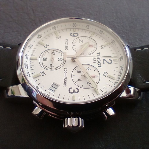 Tissot PRC 200 Chronograph men's watch like new, white and silver