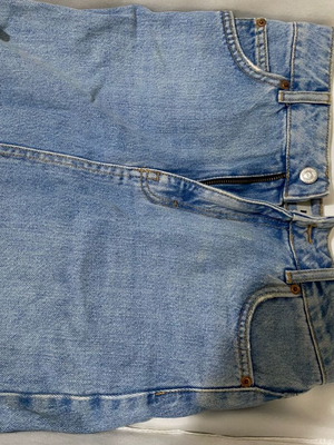Topshop MOTO Distressed High Waist Denim Mini Skirt like new, blue, XS