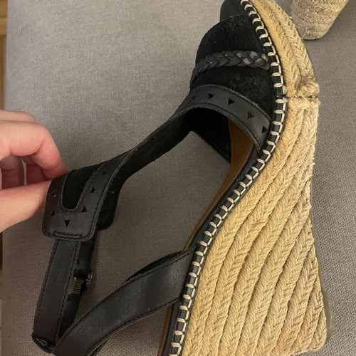 Tommy Hilfiger platform sandals used, leather and straw, size 39