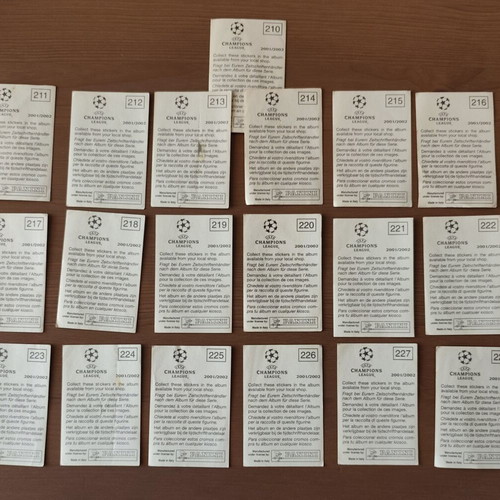 Olympiakos Piraeus FC 2001-02 Panini Champions League stickers, set of 19