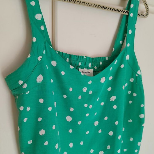 Grace & Mila green polka dot crop top large like new