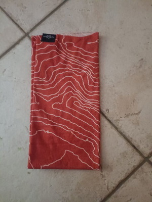 Pentagon Multifunctional Neck Buff like new, terracotta topographic design