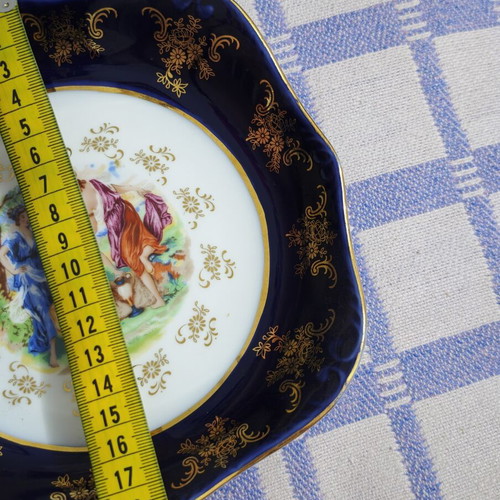 Vintage Madonna Cobalt Porcelain Bowl with 24K Gold Decoration