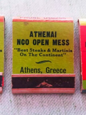 Vintage εξώφυλλα σπίρτων μεταχειρισμένα, σετ 3, pin-up art, Athenai NCO Open Mess