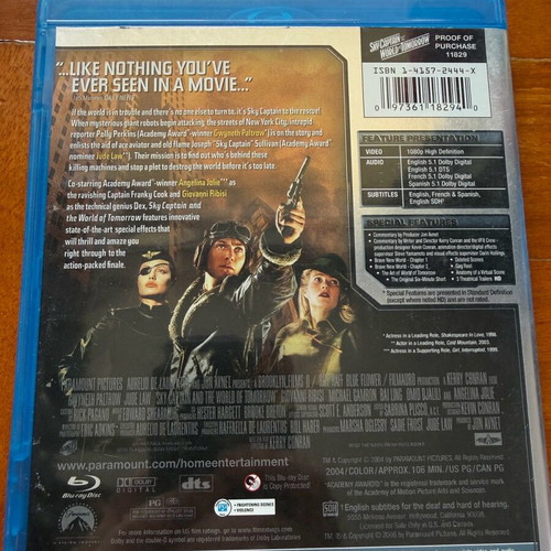 Sky Captain and the World of Tomorrow Blu-ray like new with English subtitles