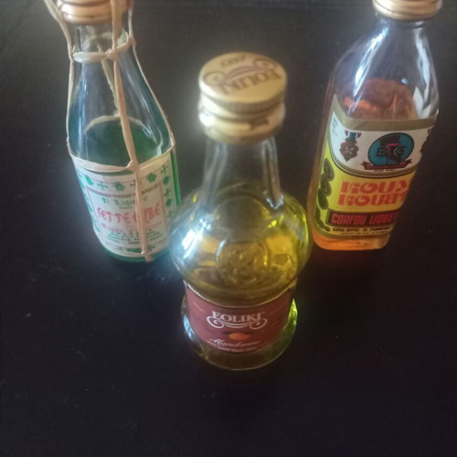 Liqueur miniatures used, three, sealed from the 70s